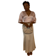 Gia Satin Wrap Top - Pink