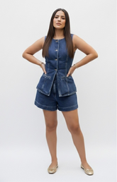 Nova Denim Top - Medium Wash