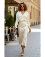 Sierra Satin Maxi Skirt - Apricot