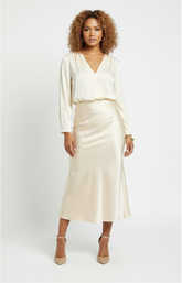 Sierra Satin Maxi Skirt - Apricot