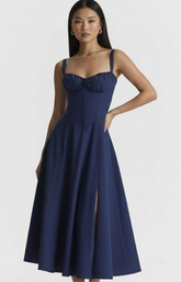 Zaria Corset Dress - Navy Blue