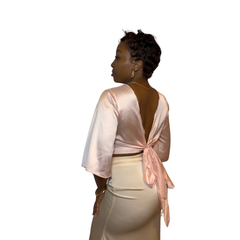 Gia Satin Wrap Top - Pink