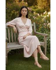 Gia Satin Wrap Top - Pink