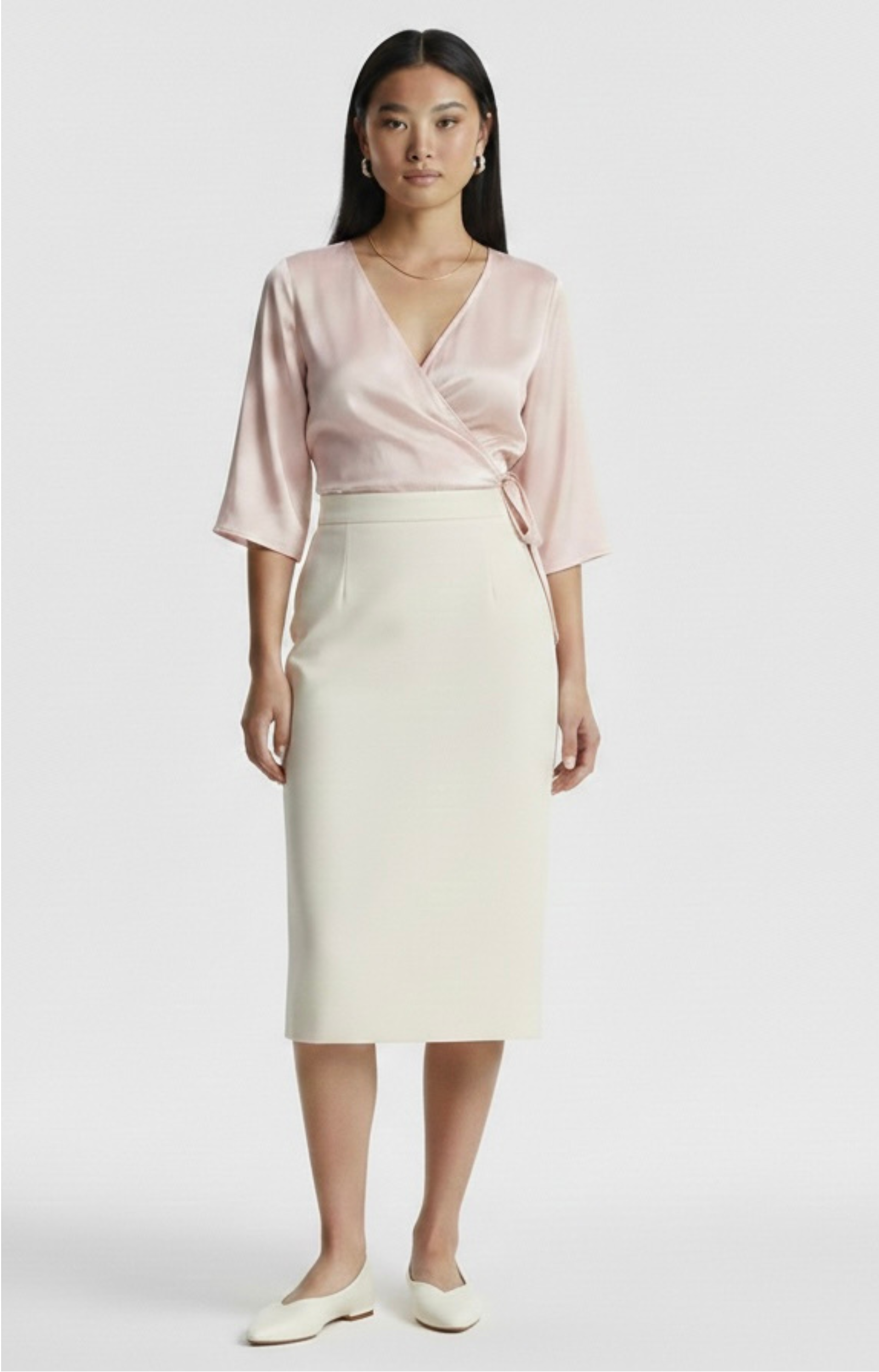 Gia Satin Wrap Top - Pink