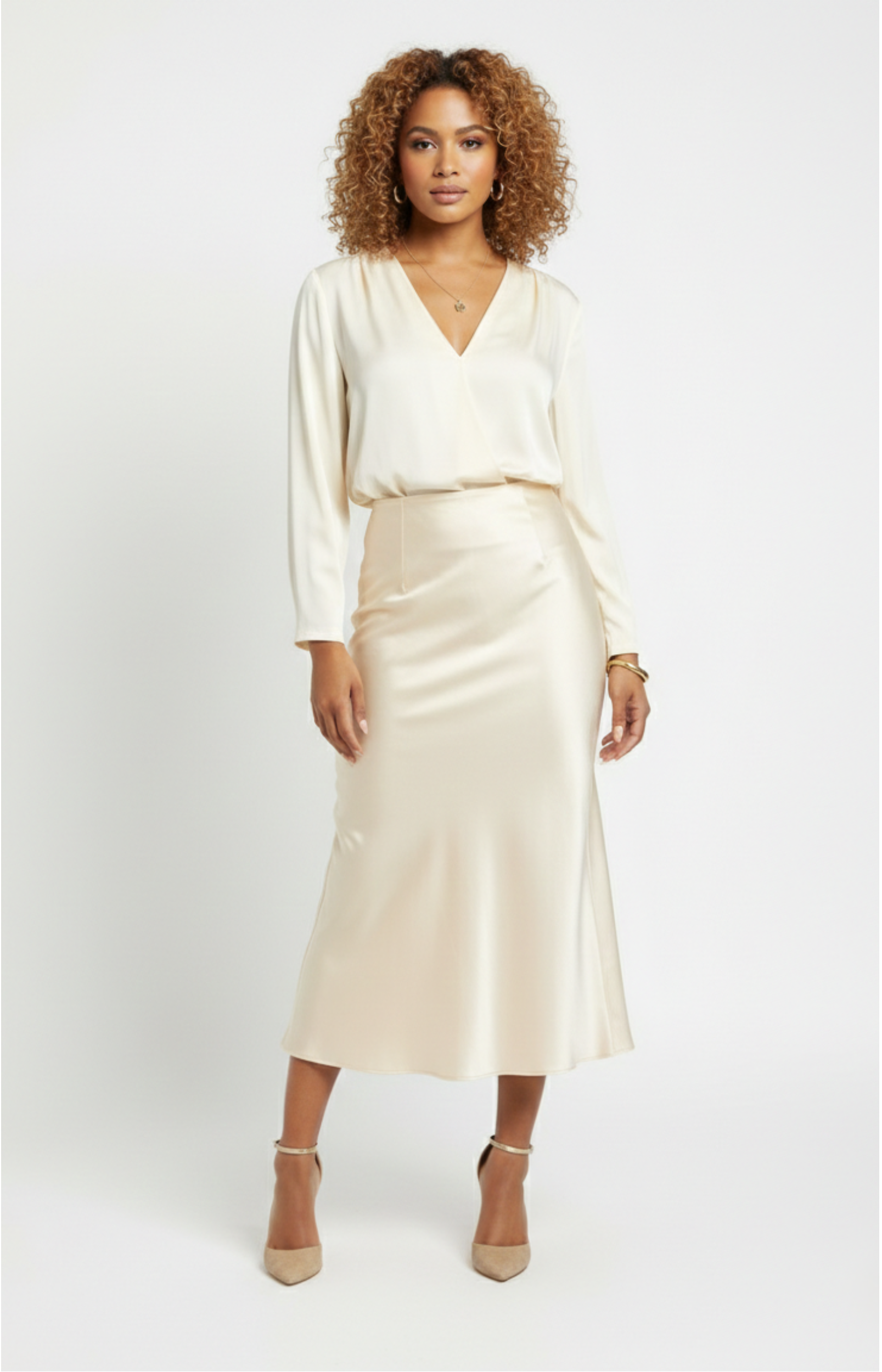 Sierra Satin Maxi Skirt - Apricot